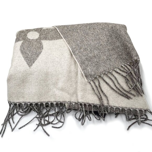 Louis Vuitton Brand New Grey Giant Monogram Cashmere Scarf - Picture 1 of 5